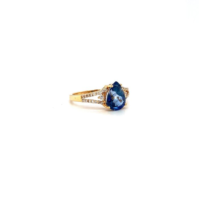 Sapphire and Diamond Ring in 14K Yellow Gold | Save 33% - Rajasthan Living 6