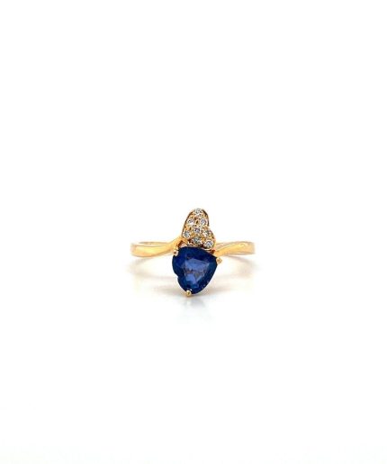 Sapphire and Diamond Ring in 14K Yellow Gold | Save 33% - Rajasthan Living