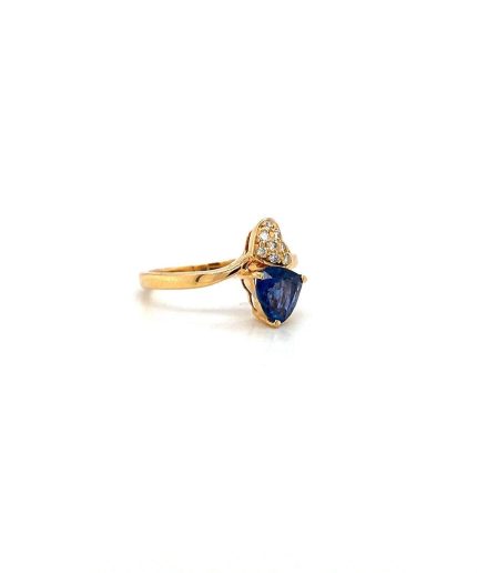 Sapphire and Diamond Ring in 14K Yellow Gold | Save 33% - Rajasthan Living 3