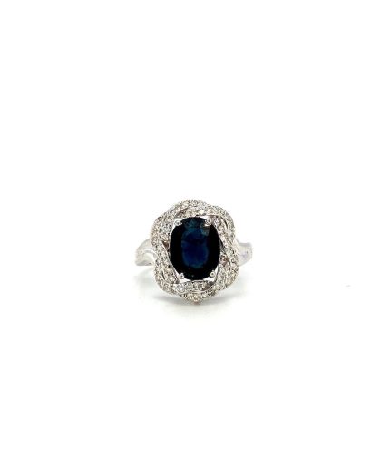 Sapphire and Diamond Ring in 18K White Gold | Save 33% - Rajasthan Living