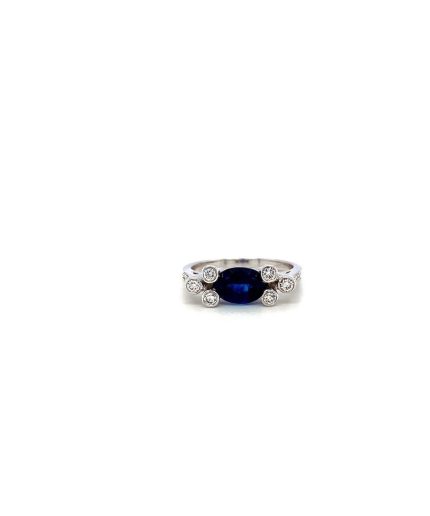 Sapphire and Diamond Ring in 18K White Gold | Save 33% - Rajasthan Living 5