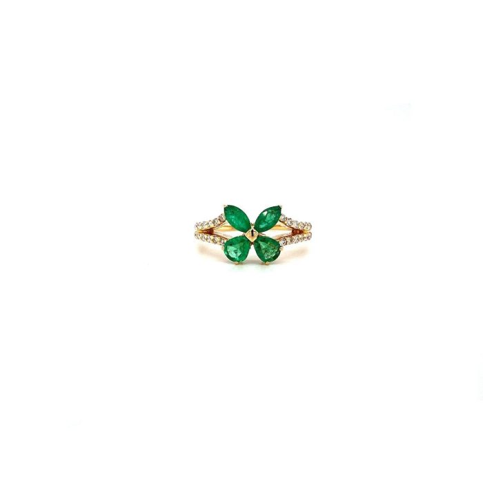 Emerald and Diamond Ring in 14K Yellow Gold | Save 33% - Rajasthan Living 5