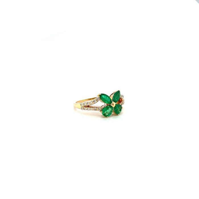 Emerald and Diamond Ring in 14K Yellow Gold | Save 33% - Rajasthan Living 6