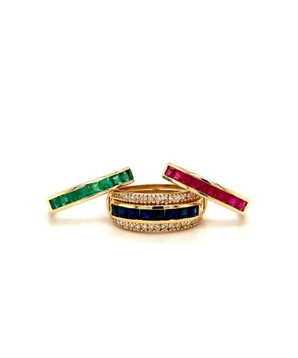Multi Colour Stones and Diamond Changeable Ring in 14K Yellow Gold | Save 33% - Rajasthan Living