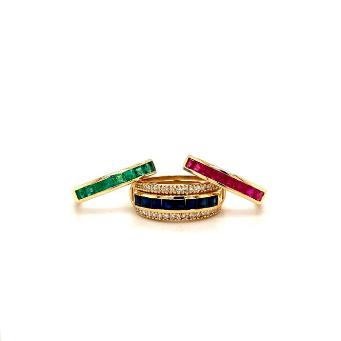 Multi Colour Stones and Diamond Changeable Ring in 14K Yellow Gold | Save 33% - Rajasthan Living 5