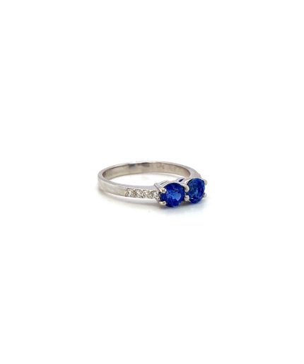 Sapphire and Diamond Ring in 14K White Gold | Save 33% - Rajasthan Living 7