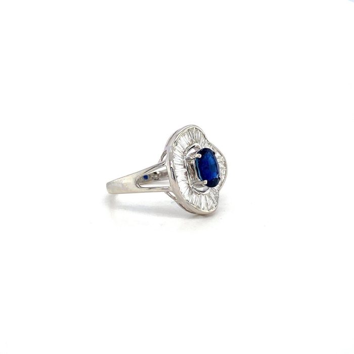 Sapphire and Diamond Ring in 18K White Gold | Save 33% - Rajasthan Living 6