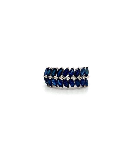 Sapphire and Diamond Ring in 14K White Gold | Save 33% - Rajasthan Living
