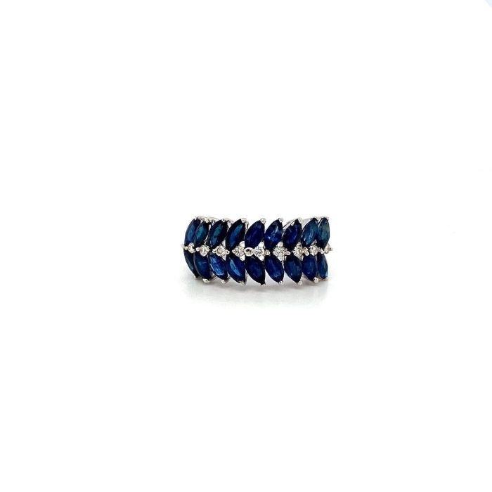 Sapphire and Diamond Ring in 14K White Gold | Save 33% - Rajasthan Living 5
