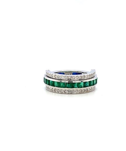 Multi Colour Stones and Diamond Reversible Ring in 14K White Gold | Save 33% - Rajasthan Living