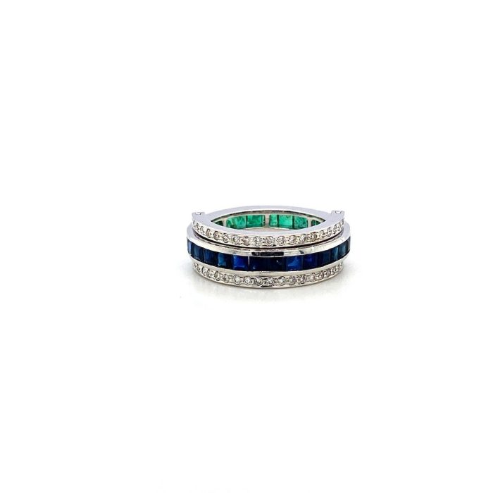 Multi Colour Stones and Diamond Reversible Ring in 14K White Gold | Save 33% - Rajasthan Living 6