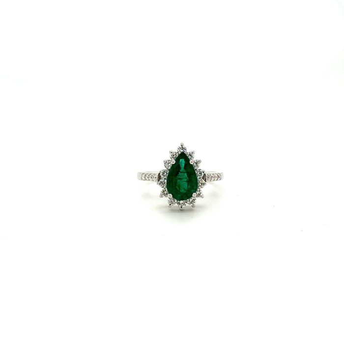 Emerald and Diamond Ring in 18K White Gold | Save 33% - Rajasthan Living 5