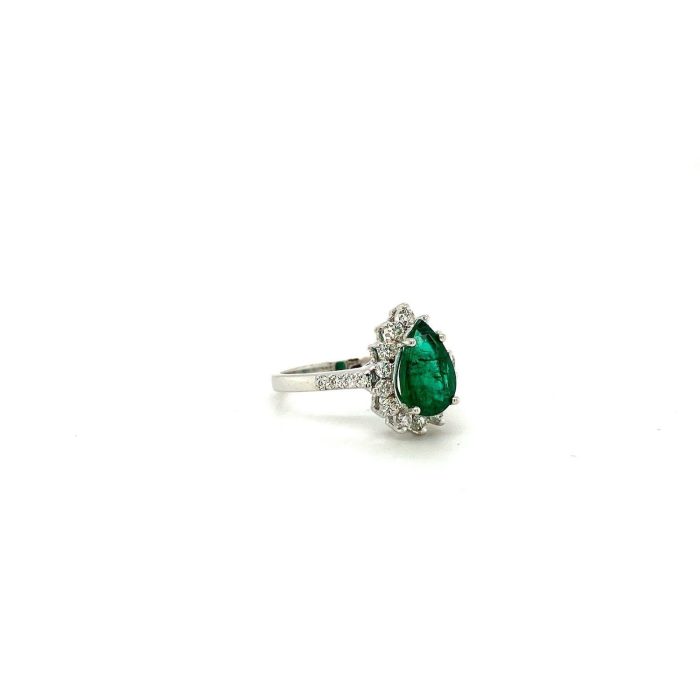 Emerald and Diamond Ring in 18K White Gold | Save 33% - Rajasthan Living 6