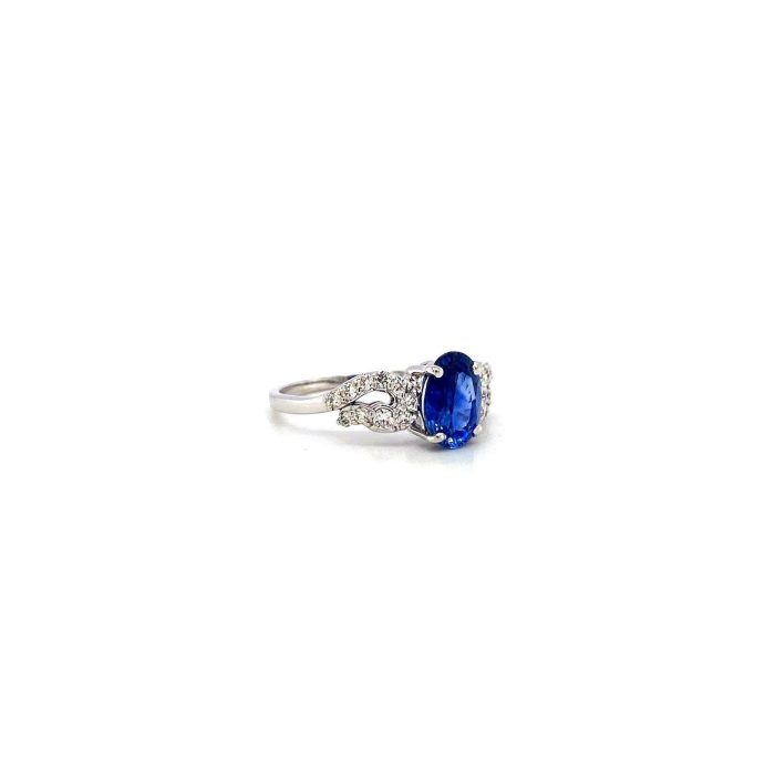 Sapphire and Diamond Ring in 14K White Gold | Save 33% - Rajasthan Living 6