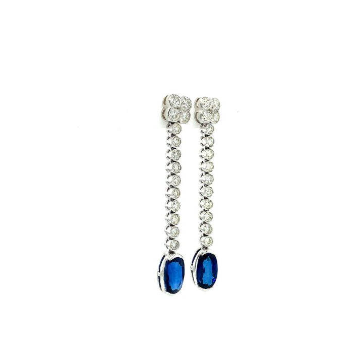 Sapphire and Diamond Earringss in 18K White Gold | Save 33% - Rajasthan Living 6