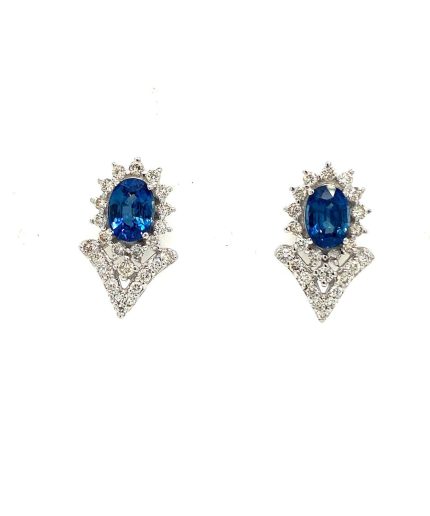 Sapphire and Diamond Earringss in 18K White Gold | Save 33% - Rajasthan Living