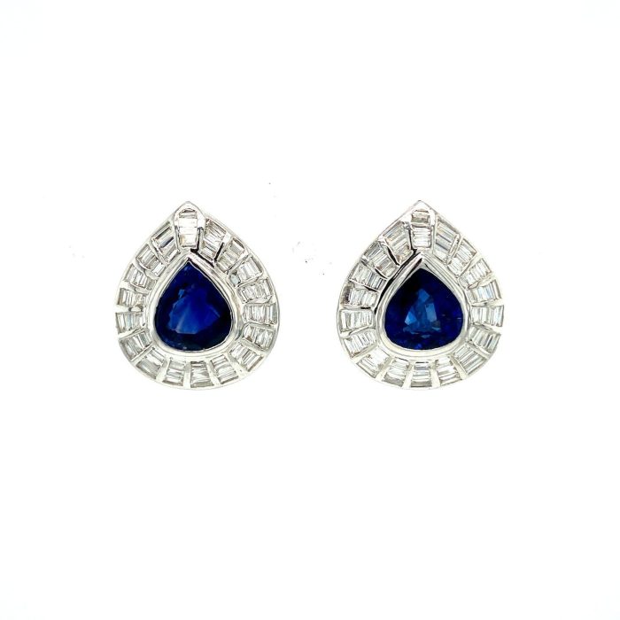 Sapphire and Diamond Earringss in 18K White Gold | Save 33% - Rajasthan Living 5