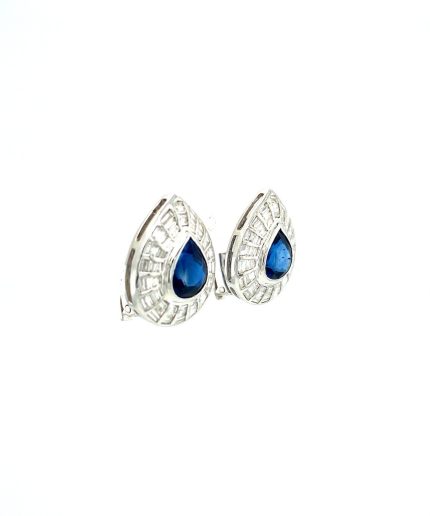 Sapphire and Diamond Earringss in 18K White Gold | Save 33% - Rajasthan Living 3