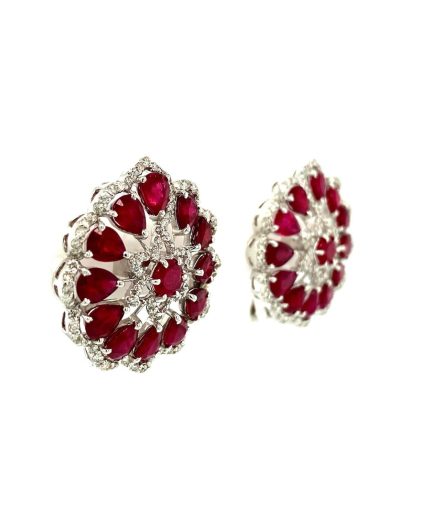 Ruby and Diamond Earrings in 18K White Gold | Save 33% - Rajasthan Living 3