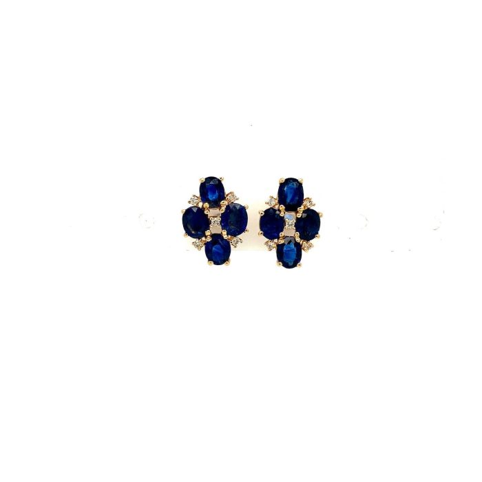 Sapphire and Diamond Earringss in 14K Yellow Gold | Save 33% - Rajasthan Living 5