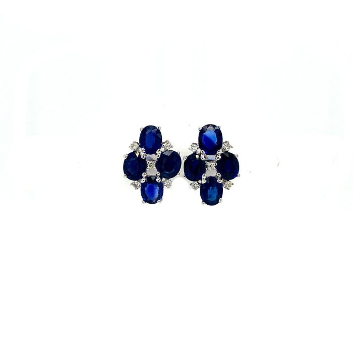 Sapphire and Diamond Earringss in 14K White Gold | Save 33% - Rajasthan Living 5