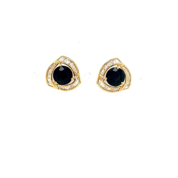 Sapphire and Diamond Earringss in 14K Yellow Gold | Save 33% - Rajasthan Living 5