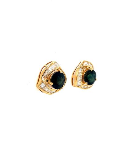Sapphire and Diamond Earringss in 14K Yellow Gold | Save 33% - Rajasthan Living 3