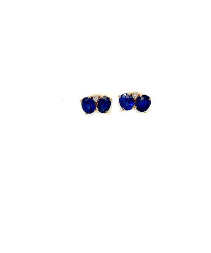 Sapphire and Diamond Earringss in 14K Yellow Gold | Save 33% - Rajasthan Living