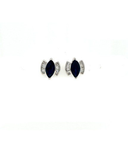 Sapphire and Diamond Earringss in 14K White Gold | Save 33% - Rajasthan Living 5