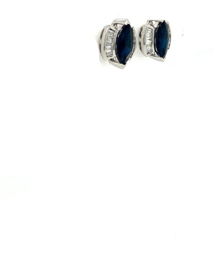 Sapphire and Diamond Earringss in 14K White Gold | Save 33% - Rajasthan Living 7