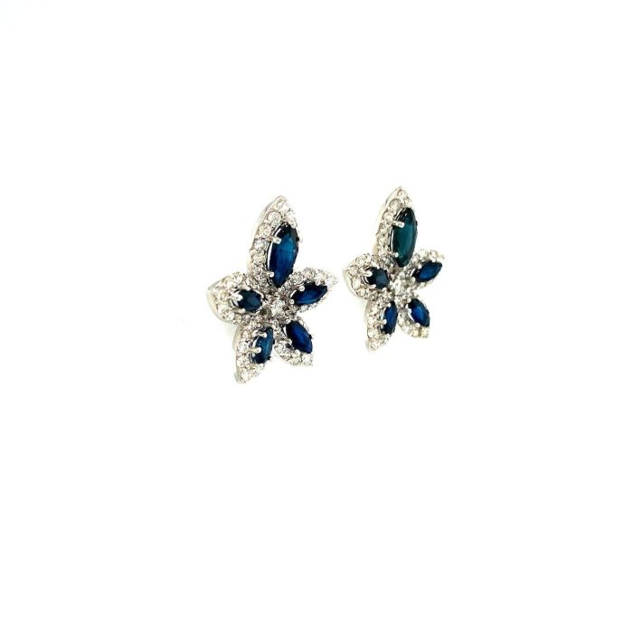 Sapphire and Diamond Earringss in 18K White Gold | Save 33% - Rajasthan Living 6