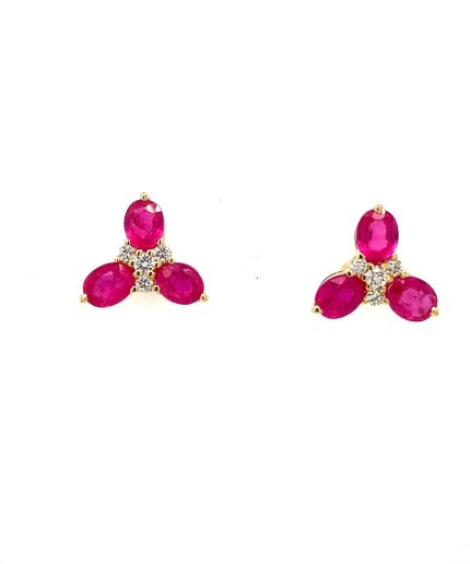 Ruby and Diamond Earrings in 14K Yellow Gold | Save 33% - Rajasthan Living