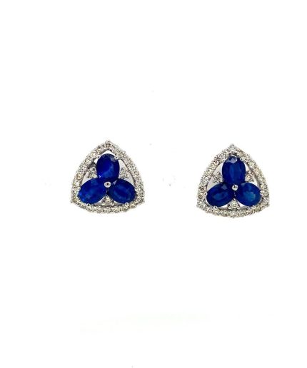 Sapphire and Diamond Earringss in 14K White Gold | Save 33% - Rajasthan Living