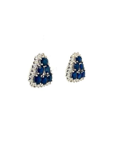 Sapphire and Diamond Earringss in 14K White Gold | Save 33% - Rajasthan Living 3