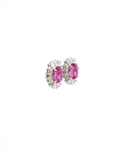 Pink Sapphire and Diamond Earringss in 18K White Gold | Save 33% - Rajasthan Living 3