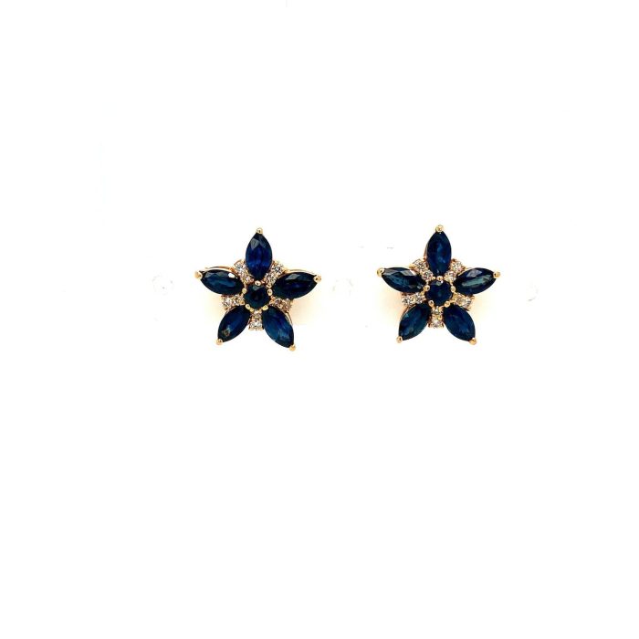 Sapphire and Diamond Earringss in 18K Yellow Gold | Save 33% - Rajasthan Living 5