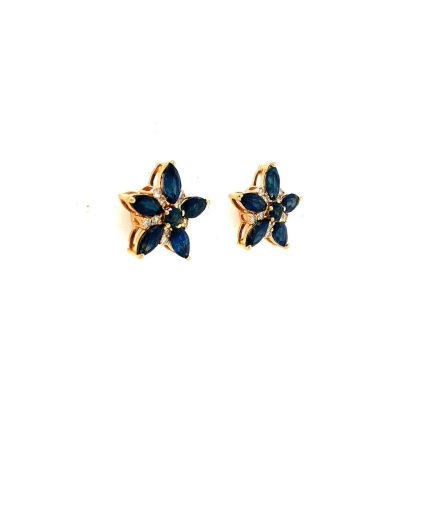 Sapphire and Diamond Earringss in 18K Yellow Gold | Save 33% - Rajasthan Living 3