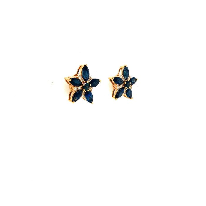 Sapphire and Diamond Earringss in 18K Yellow Gold | Save 33% - Rajasthan Living 6