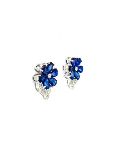 Sapphire and Diamond Earringss in 14K White Gold | Save 33% - Rajasthan Living 3