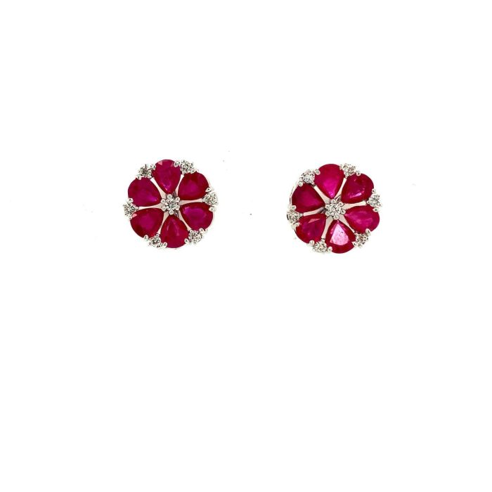 Ruby and Diamond Earrings in 14K White Gold | Save 33% - Rajasthan Living 5
