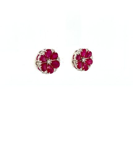 Ruby and Diamond Earrings in 14K White Gold | Save 33% - Rajasthan Living 3