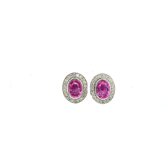 Pink Sapphire and Diamond Earringss in 14K White Gold | Save 33% - Rajasthan Living 5