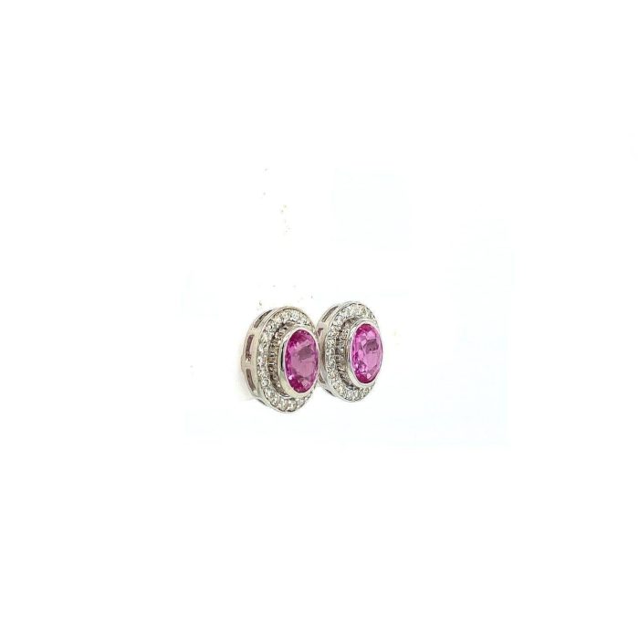 Pink Sapphire and Diamond Earringss in 14K White Gold | Save 33% - Rajasthan Living 6
