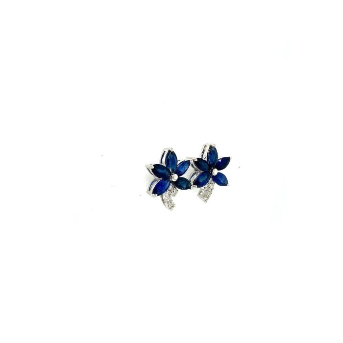 Sapphire and Diamond Earringss in 14K White Gold | Save 33% - Rajasthan Living 6