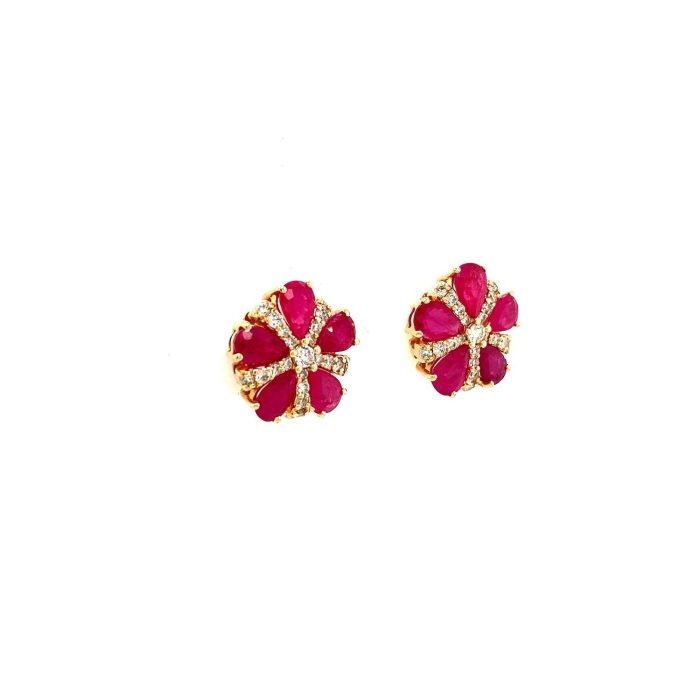Ruby and Diamond Earrings in 14K Yellow Gold | Save 33% - Rajasthan Living 6