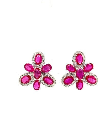 Ruby and Diamond Earrings in 18K White Gold | Save 33% - Rajasthan Living