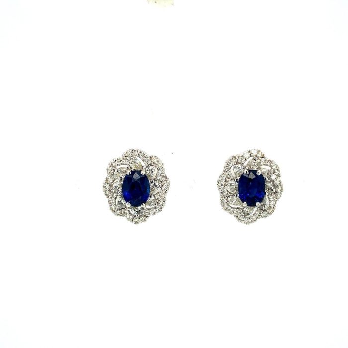 Sapphire and Diamond Earringss in 18K White Gold | Save 33% - Rajasthan Living 5