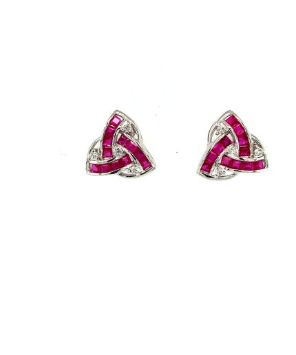 Ruby and Diamond Earrings in 14K White Gold | Save 33% - Rajasthan Living