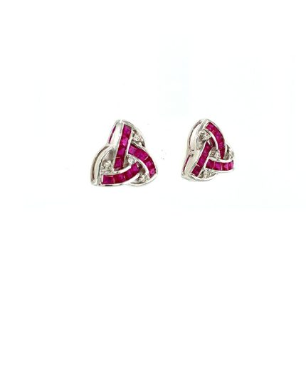 Ruby and Diamond Earrings in 14K White Gold | Save 33% - Rajasthan Living 3