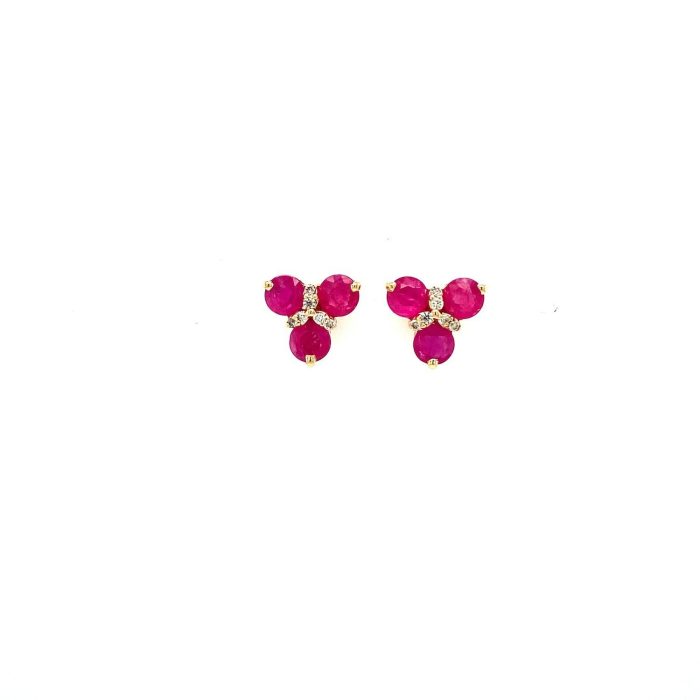 Ruby and Diamond Earrings in 14K Yellow Gold | Save 33% - Rajasthan Living 5